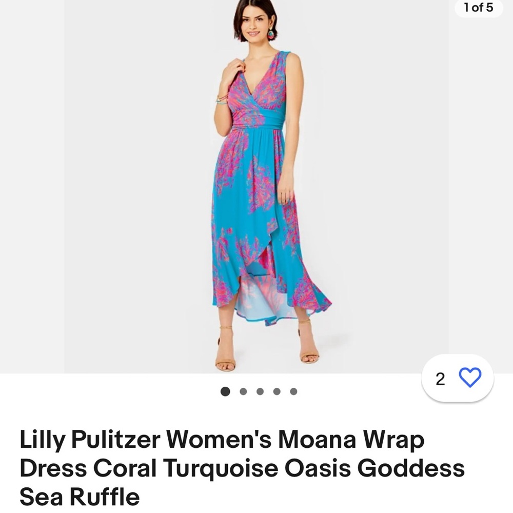 Lilly Pulitzer Turquoise and Pink High-Low Dress - Picture 4 of 5